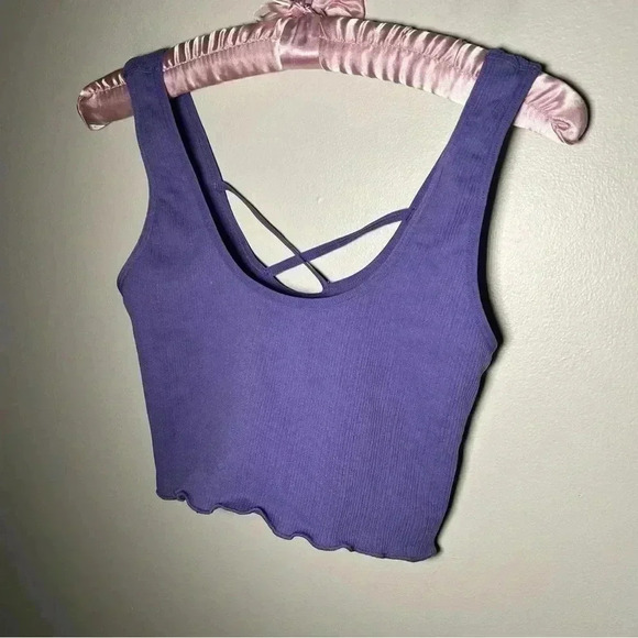 NWOT ABOUND Nordstrom ultraviolet ribbed cross back bralette M - Picture 3 of 5